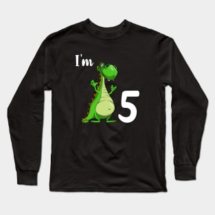 I'm 5 Dino kid's birthday party Long Sleeve T-Shirt